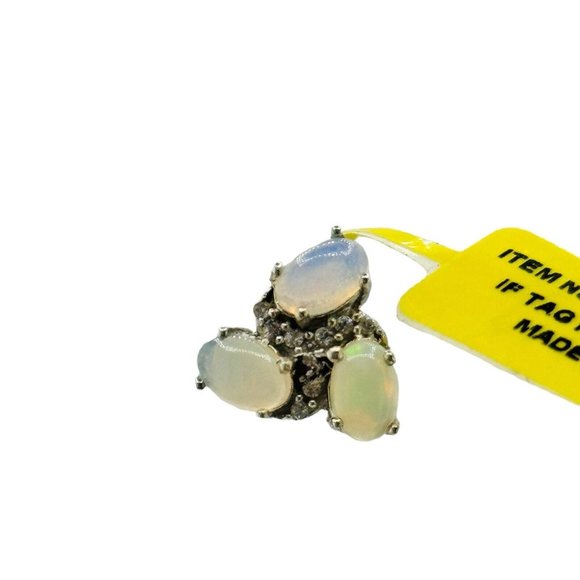 NWT Chuck Clemency Sterling Silver 3 Opal Clear Topaz Stud Earrings Designer - Picture 3 of 11